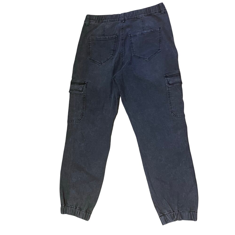 Black denim Cargo Jogger Jeans Y2K Grunge Streetwear Utility Pants Size Medium - Picture 3 of 8